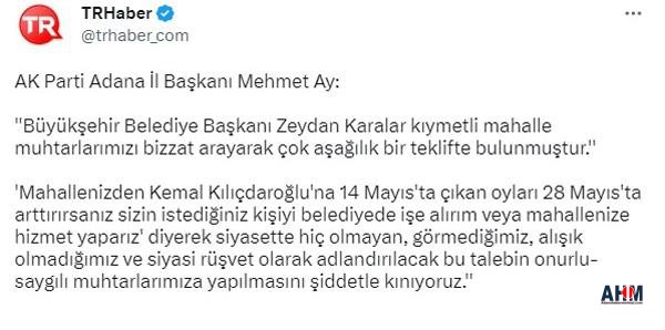 AK Parti İl Başkanı Mehmet Ay'dan Zeydan Karalar Hakkında Şok İddia!